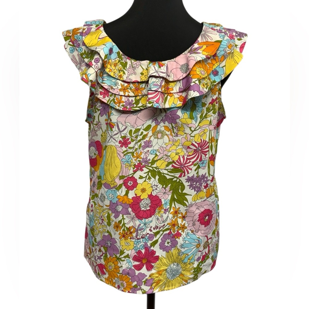Liberty of London for Target Size L Floral Ruffle Collar Blouse Cottagecore